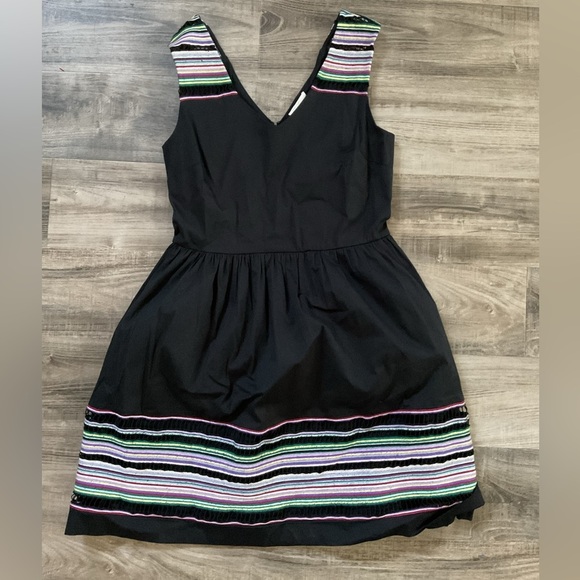 Shoshanna Black Dress With Crochet Stripes Size 6 - Picture 2 of 6